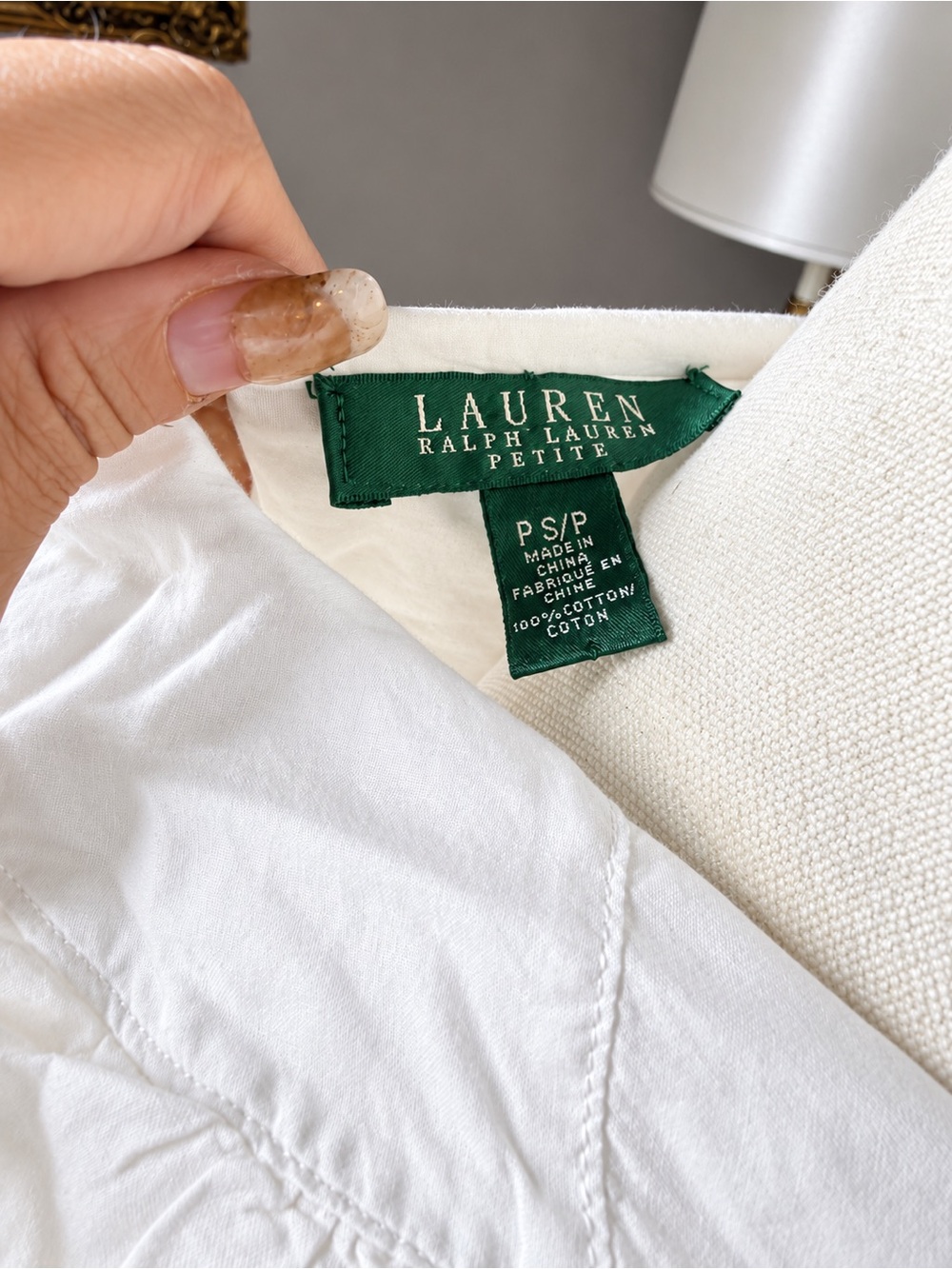 Lauren Ralph Lauren Petite White Ruffle Blouse 100% cotton - Picture 6 of 6
